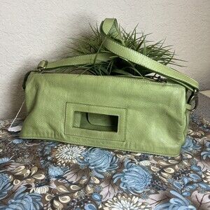 Avorio Italian Soft Green Apple Leather Adjustable Shoulder Bag Crossbody Purse